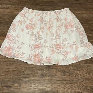 SO Floral Mini Tiered Skater Skirt White Pink Size Large